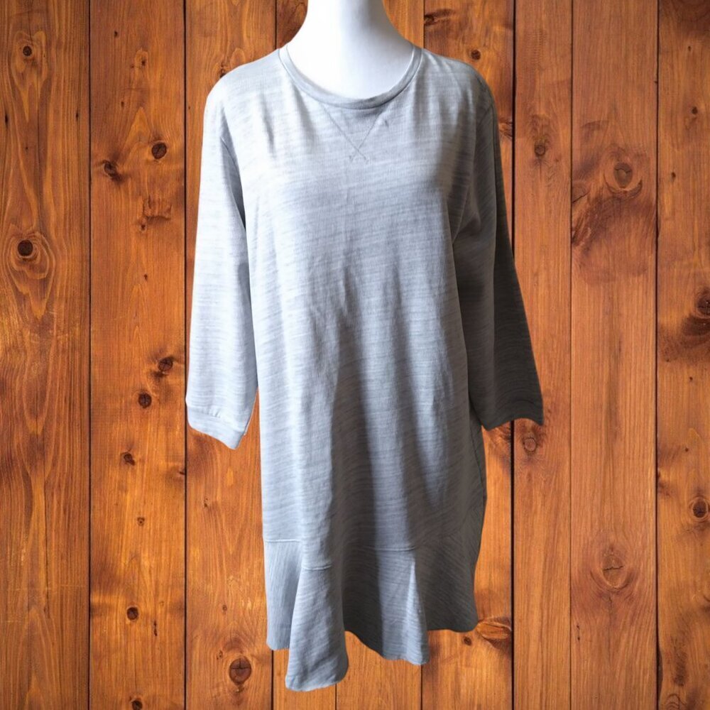 Lilla P Size Large Gray Stretch 3/4 Sleeve Sweater Dress Casual Neutral NEW